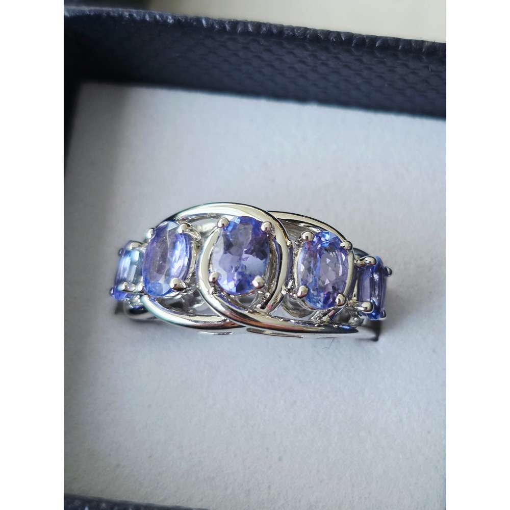 Tanzanite Sterling Silver 925 Multi Stone Ring Size 6 Violet Blue Gemstone new